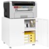 Metal Printer Stand With Storage Mobile Printer Tables For Small Spaces With Door Adjustable Shelf File Cabinet On Wheels For Home Office - White - Image 3