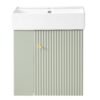 Modern Floating Bathroom Vanity With Ceramic Basin, Perfect For Small Bathrooms, Left Side Storage - Green - Image 13