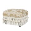 Fiona - Accent Footstool Ottoman - Champagne Beige Floral - Image 2