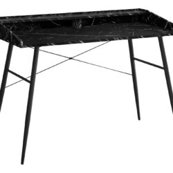 Computer Desk For Home Office, Laptop, Storage Shelves, Marble Look Contemporary And Modern - Black