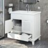 Bathroom Vanity With Sink, Bathroom Cabinet With Two Doors And One Drawer, White - Image 2
