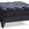 Elegant Traditional Upholstered Ottoman For Living Spaces - Black - Image 2