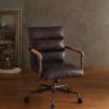 Harith - Antique Top Grain Leather Office Chair - Slate - Image 2