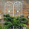 2 Pack Garden Metal Trellis Rustproof Trellis For Climbing Plants Outdoor Flower Support - Cream White - Image 11