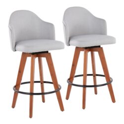 Ahoy - Contemporary Fixed Height Counter Stool With Bamboo Legs / Round Footrest (Set of 2) - Light Gray / Walnut