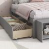 Full Size Bed With Storage Case, 2 Storage Drawers, Lengthwise Support Slat - Gray - Image 5