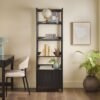 Transitional Narrow Bookshelf With Drawer On Bottom - Black - Image 5