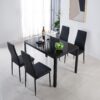 5 Pieces Dining Set, Table Metal Leg Mid-Century Dining Table For 4 - 6 People With Glass Table Top, Pedestal Dining Table, End Table Leisure Coffee Table - Black - Image 2