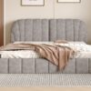Queen Size Upholstered Platform Bed, Polyester - Gray - Image 16