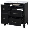 Bathroom Vanity With Ceramic Sink, Flip Out Drawer Design For Plumbing, Soft Close Drawers - Black - Image 14