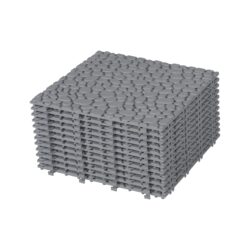 Interlocking Deck Tiles Plastic Waterproof Outdoor All Weather Anti-Slip Bathroom Shower Balcony Porch Strong Weight Capacity Upto 440 Lbs, Pebble Stone Pattern Pack Of 12 - Gray