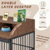 Heavy Duty Large Dog Crate Furniture For Large Medium Dog With Lockable Wheels, Wooden Dog Crate Dog Kennel, End Table Crate With Double Layer Storage - Brown - Image 7