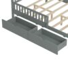 Full Size Platform Bed With Guardrails On Both Sides And 2 Storage Drawers - Gray - Image 9