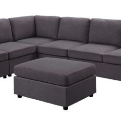 Cassia - Modular Sectional Sofa With Ottoman - Dark Gray