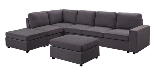 Cassia - Modular Sectional Sofa With Ottoman - Dark Gray