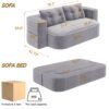 2 In 1 Foldable Sofa Plush Corduroy Sofa Convertible Floor Sofa Bed Deep Seating With Multi Functional Blanket Suitable For Living Rooms - Light Gray - Image 2