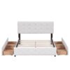 Queen Size Upholstered Platform Bed With Classic Headboard And 4 Drawers, No Box Spring Needed - White - Image 5