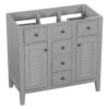 Bathroom Vanity Without Sink, Cabinet Base Only, Two Cabinets And Five Drawers, Solid Wood Frame - Gray - Image 13