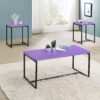 GT - 3 Piece Carbon Fiber Wrap Coffee Table And End Table (Set of 3) - Violet - Image 4