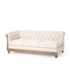 Comfy Large Sectional Sofa With Wooden Legs, Retro Style For Living Room - Beige - Image 4