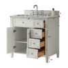 Freestanding Single Sink Bathroom Vanity With Solid Wood Construction And Engineered Marble Top - White - Image 3