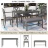 6 Piece Kitchen Dining Table Set Wooden Rectangular Dining Table, 4 Chairs And Bench Family Furniture - Gray - Image 5