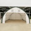Single Truss Arch Storage PE Shelter - White / Green - Image 2