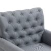 29.92" Mid-Century Modern Accent Chair, Linen Armchair With Tufted Back / Wood Legs, Upholstered Lounge Arm Chair Single Sofa For Living Room Bedroom - Gray - Image 11