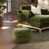 Nest - Low Round Upholstered Ottoman - Moss Green - Image 6