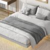 Queen Size Floating Bed With Led Lights Underneath, Modern Queen Size Low Profile Platform Bed With Led Lights - Gray - Image 6