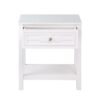 Dylan - Wooden End Side Table Nightstand With Glass Top And Drawer - White - Image 3