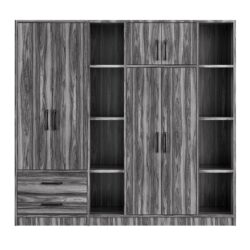 6 Door Wardrobe With Shelves And Drawers - Gray