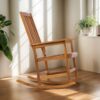 Acacia Indoor Rocking Chair, Outdoor Solid Patio Furniture New Style - Light Brown - Image 6