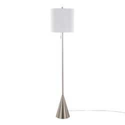 Cone - Contemporary Floor Lamp - Nickel / White