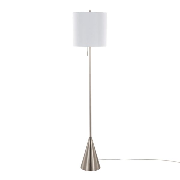 Cone - Contemporary Floor Lamp - Nickel / White
