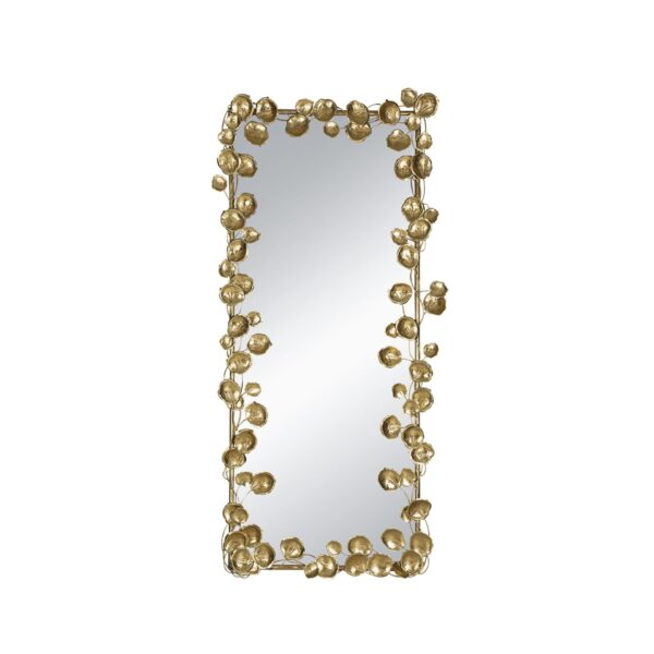 Full Length Mirror With en Leaf Accents, Floor Miiror For Living Room Bedroom - Gold
