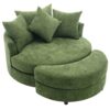 360° Swivel Accent Barrel Chair With Storage Ottoman & 4 Pillows, Modern Chenille Leisure Chair Round Accent For Living Room - Green - Image 26