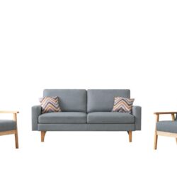 Bahamas - Sofa And 2 Chairs With 2 Throw Pillows - Gray