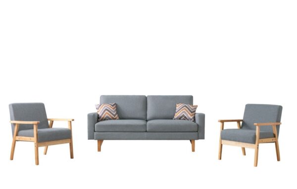 Bahamas - Sofa And 2 Chairs With 2 Throw Pillows - Gray