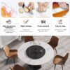59.05" Modern Artificial Stone Round Carbon Steel Base Dining Table, Can Accommodate 6 People, Black Artificial Stone Turntable - White / Black - Image 5