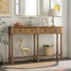 Hearth & Haven Daniel - Console Table With 2 Storage Drawers And Bottom Shelf For Living Room Entryway - Old Pine - Image 2