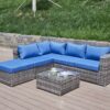Luxurious Comfort Patio Sofa With Cushions - Blue / Gray - Image 15
