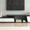 Modern, Minimalist Rectangle Extendable TV Stand, TV Cabinet With 2 Drawers And 1 Cabinet For Living Room, Up To 100" - Black - Image 3