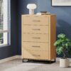 Borah - Contemporary Wood 5 Drawer Dresser - Natural - Image 2
