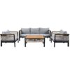 4 Pieces Outdoor Sectional Sofa Set 5 Person Patio Seating Group Outdoor Conversation Set With Cushions And A Coffee Table For Patios, Gardens, Or Balcony - Gray - Image 12