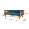 Claremont - 3 Seater Daybed Acacia Wood Water Resistant Cushions - Teak - Image 3