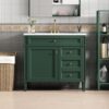 Bathroom Vanity With Top Sink, Modern Bathroom Storage Cabinet, 2 Drawers And A Tip-Out Drawer, Single Sink Bathroom Vanity - Green - Image 4