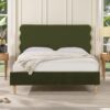 Stockholm - Queen Modern Wavy Headboard Platform Bed - Olive Green - Image 8