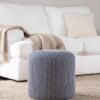 Round Pouf Knitted Blue / White - Image 4