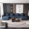 Modern Oversized Modular Sectional Sofa, Sparkling Chenille Fabric Soft Cushion Sofa With 8 Pillows, 8 Pieces Diy Combination Tufted Sofa, No Assembly Required - Blue - Image 14